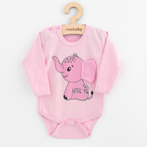 Kojenecké body s dlouhým rukávem New Baby Happy Elephant pink Růžová 74 (6-9m)