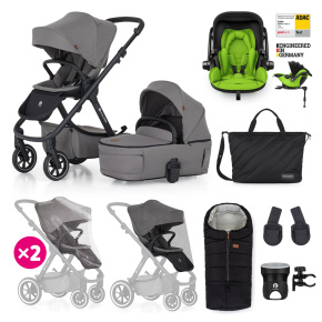 PETITE&MARS Kočárek kombinovaný ICON 2v1 Dove Grey XXL RWS + KIDDY Evoluna i-size 2 + základna