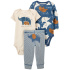 CARTER'S Set 3dílný body dl. rukáv, body kr. rukáv, tepláky Blue Elephant chlapec LBB PRE/ vel. 46