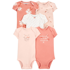 CARTER'S Body krátký rukáv Pink Floral holka 5ks 3m/vel. 62