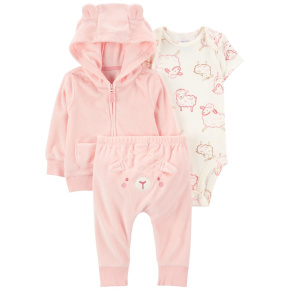 CARTER'S Set 3dílný mikina, body kr. rukáv, tepláky Pink Sheep holka 3m/vel. 62