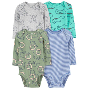 CARTER'S Body dlouhý rukáv Blue/Gray Animal kluk 4ks 6m/vel. 68