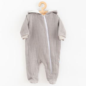 Kojenecký mušelínový overal s kapucí New Baby Comfort clothes šedá Šedá 68 (4-6m)