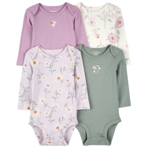 CARTER'S Body dlouhý rukáv Purple/Green Floral holka 4ks 12m/vel. 80