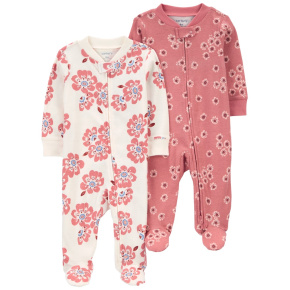 CARTER'S Overal na zip Sleep&Play Pink/Ivory Floral holka 2ks 6m/vel. 68