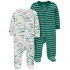 CARTER'S Overal na zip Sleep&Play Green Dino/Stripe kluk 2ks NB/vel. 56