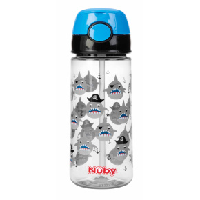 NUBY Láhev sportovní netekoucí s brčkem 530 ml, modrá, 4+