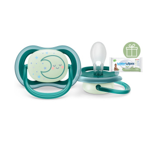 Philips AVENT Šidítko Ultra air noční 6-18m, 1ks+WW Soapberry 60ks