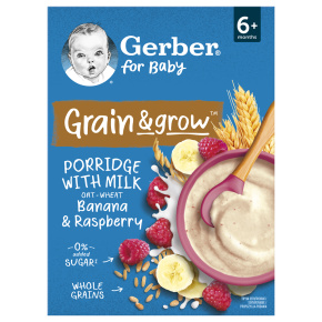 GERBER Kaše mléčná pšenično-ovesná banán a malina 200 g, 6+