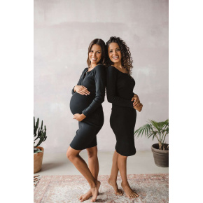 Těhotenské a kojící šaty žebrované Tummy milk & love černá Černá L