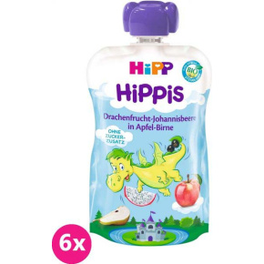 6x HiPP BIO HiPPiS Jablko, Hruška, Dračí ovoce, Černý rybíz (12m+) 100 g