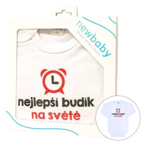 Body s potiskem New Baby nejlepší budík na světě - dárkové balení Červená 62 (3-6m)