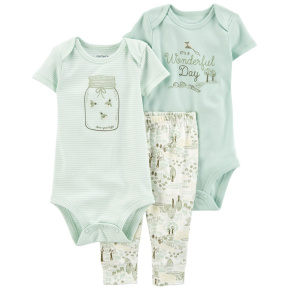 CARTER'S Set 3dílný body kr. rukáv 2ks, legíny Green Firefly neutrál 24m