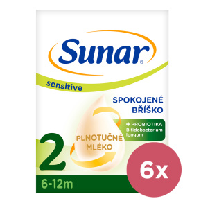 6x SUNAR Mléko Sensitive 2, pokračovací kojenecké 500 g, 6m+