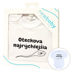 Body s potiskem New Baby Oteckova najrýchlejšia - darčekové balenie Bílá 50