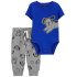 CARTER'S Set 2dílný body kr. rukáv, tepláky Blue Dog kluk 9m