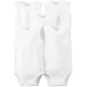 CARTER'S Body bez rukávů White neutral 5ks NB/vel. 56