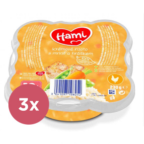 3x HAMI Malý Gurmán: Krémové rizoto s mrkví a hráškem (230 g)