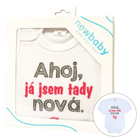 Body s potiskem New Baby Ahoj, já jsem tady nová - dárkové balení Růžová 50