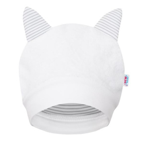 Luxusní dětská zimní čepička s oušky New Baby Snowy collection Bílá 56 (0-3m)