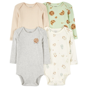 CARTER'S Body dlouhý rukáv Milk&Cookies neutral 4ks 3m/vel. 62