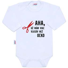 Body s potiskem New Baby Viac vlasov než ocko Bílá 80 (9-12m)