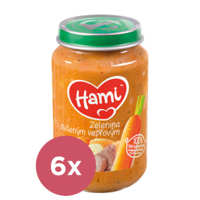 6x HAMI Zelenina s dušeným vepřovým (200 g) - masozeleninový příkrm