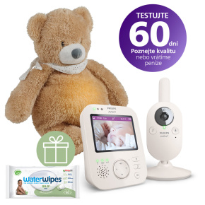 Philips AVENT Chůvička dětská video SCD891/26+NATTOU Uspáváček 4v1 Sleepy Bear Pale Brown 0m++WW 60k