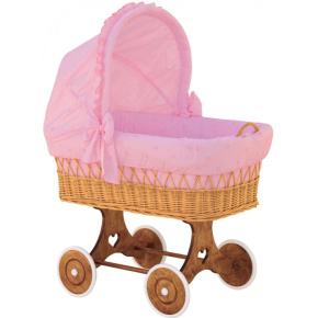Košík pro miminko s boudičkou Méďa - růžový