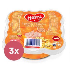 3x HAMI Malý Gurmán: Těstoviny s dušenou kýtou a rajčaty (230 g)