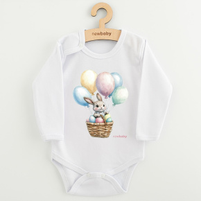 Dětské body s potiskem New Baby Králíček s balónky Bílá 62 (3-6m)