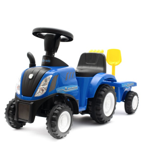 Dětské odrážedlo traktor s vlečkou a nářadím Baby Mix New Holland modrý Modrá 