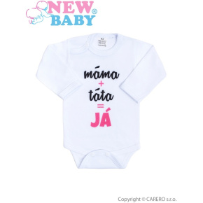 Body s potiskem New Baby máma plus táta rovná se JÁ Růžová 74 (6-9m)