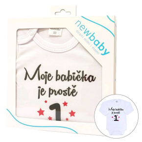 Body s potiskem New Baby Moje babička je prostě jednička - dárkové balení Červená 62 (3-6m)