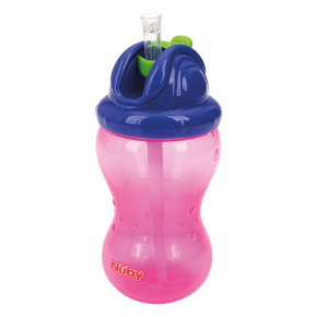 NUBY Hrneček netekoucí se sklápěcím brčkem a 360 ml, 12 m+ červený