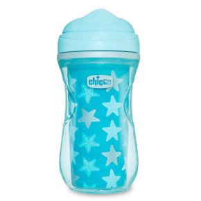 CHICCO Hrneček Active termo s tvrdým pítkem 266 ml modrý, hvězdičky 14m+