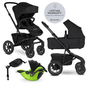 EASYWALKER Kočárek kombinovaný Jimmey 2v1 Pepper Black LITE AIR + KIDDY Evoluna i-size 2 + základna