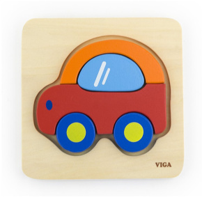 Dřevěné puzzle pro nejmenší Viga Auto Multicolor 