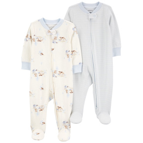 CARTER'S Overal na zip Sleep&Play Blue Dog/Stripe kluk 2ks 3m/vel. 62