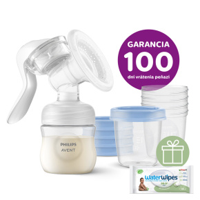 Philips AVENT Odsávačka mateřského mléka manuální + VIA 180 ml 5 ks+WW Soapberry 60ks