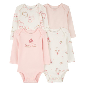 CARTER'S Body dlouhý rukáv Pink/Ivory holka 4ks NB/vel. 56