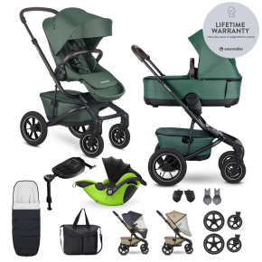 EASYWALKER Kočárek kombinovaný Jimmey Pine Green XXL AIR + RWS + KIDDY Evoluna i-size 2 + základna