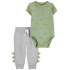 CARTER'S Set 2dílný body kr. rukáv, tepláky Green Dino kluk 9m