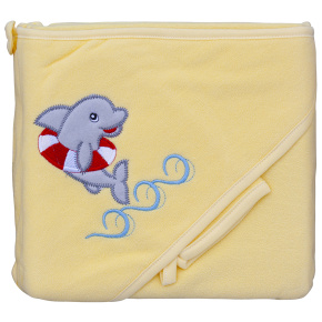 Froté ručník - Scarlett delfín s kapucí - žlutá