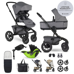 EASYWALKER Kočárek kombinovaný Jimmey Iris Grey XXL AIR + RWS + KIDDY Evoluna i-size 2 + základna